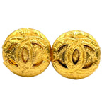 Chanel CC Logo Circle Gold Plated Earrings