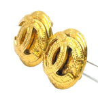 Chanel CC Logo Circle Gold Plated Earrings — view 2