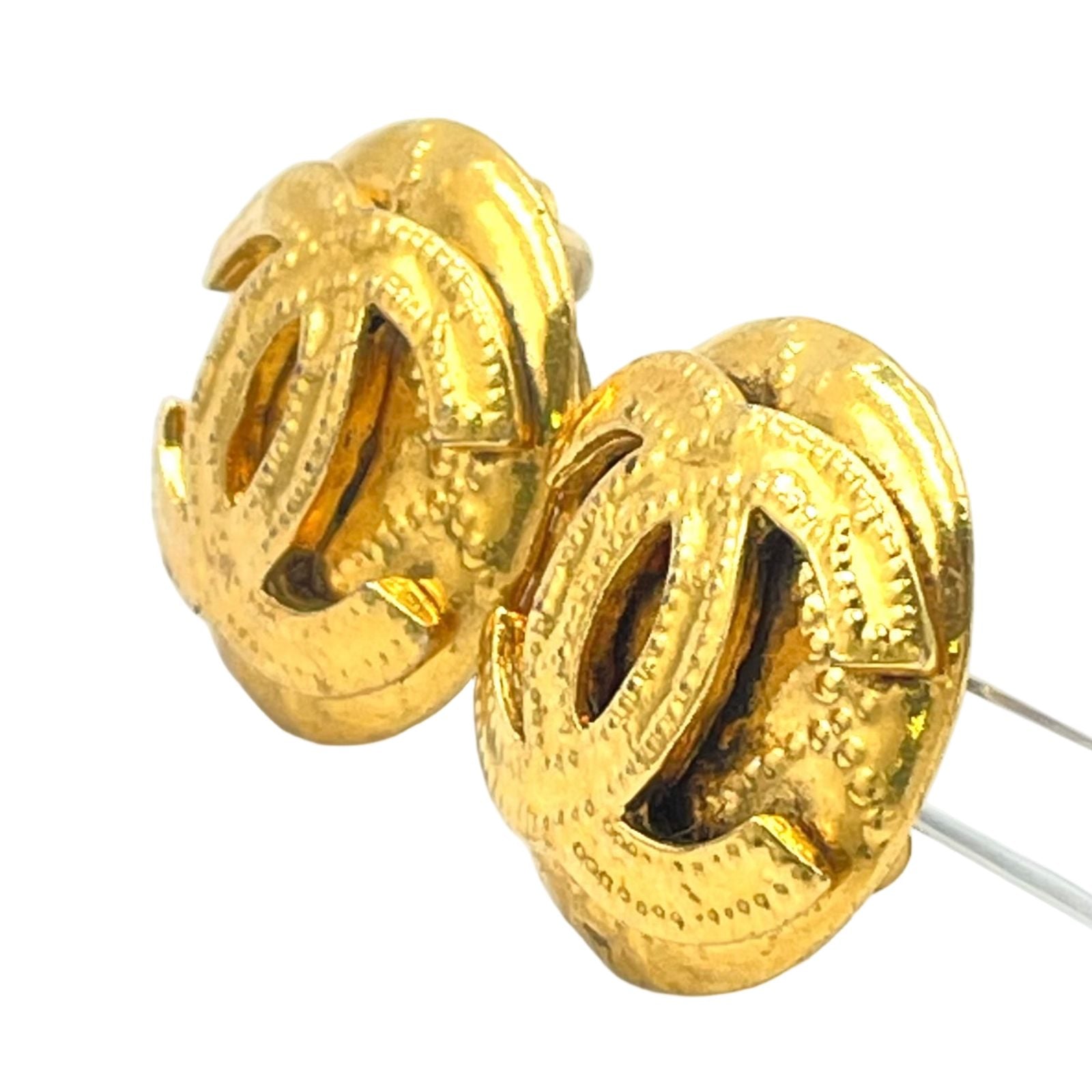 Chanel CC Logo Circle Gold Plated Earrings — view 2