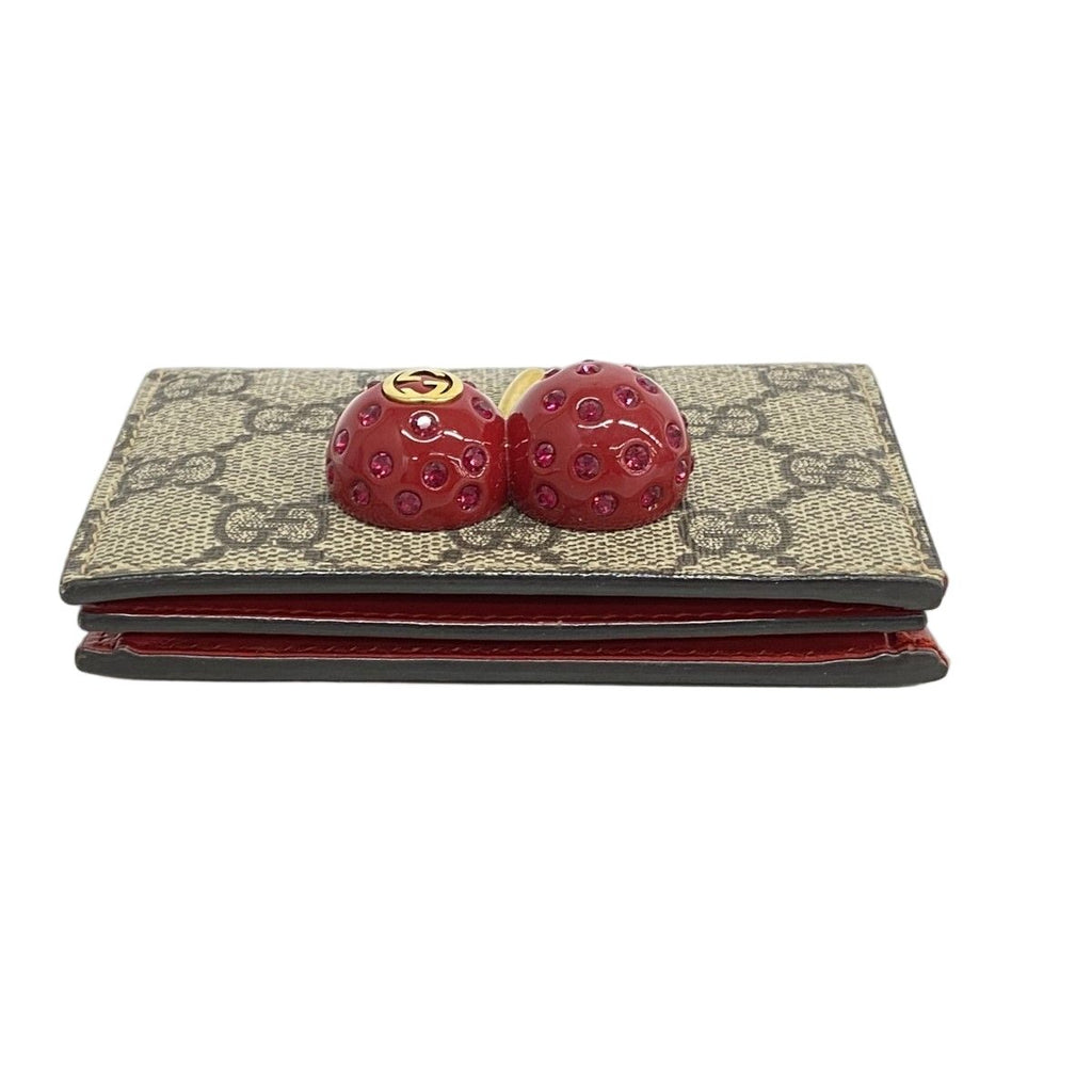 Gucci Wallet GG Supreme Brown Red Gold — view 2