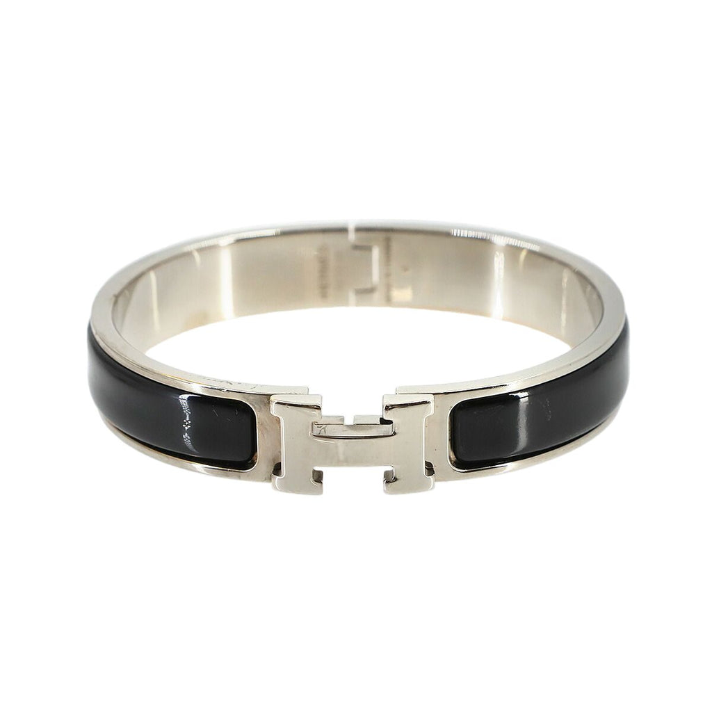 Hermes Clic H GM Bangle Black Silver Bracelet
