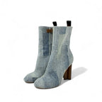 Louis Vuitton Silhouette Line Boots Short Shoes Denim Light Blue Brown