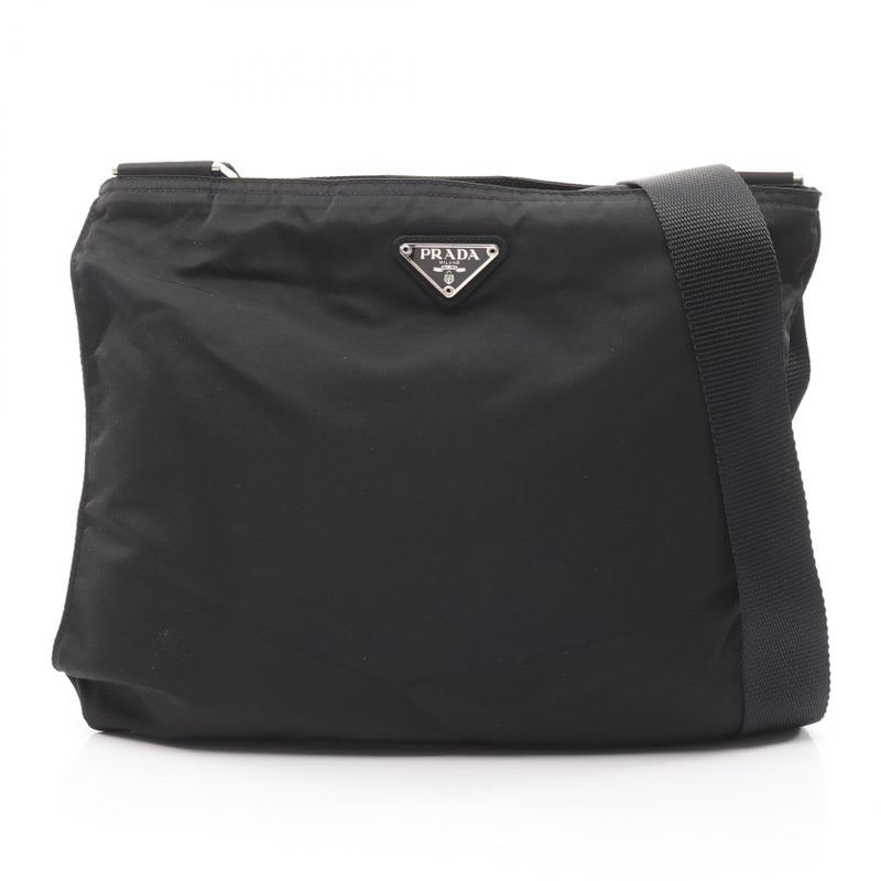 Prada Shoulder Bag Black Nylon Triangle Logo — view 2
