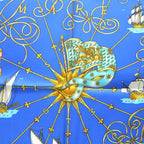 Hermes 90 Voiles De Lumiere Sailing Ship Of Light Blue Silk Scarf Box — view 3