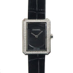 Chanel Boyfriend H6586 Black Diamond Bezel SS Leather Quartz