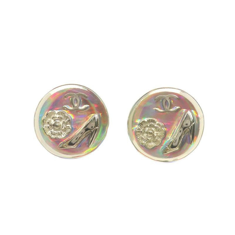 Chanel Earrings Round Shape Coco Mark Camellia Heel Motif Pair 97 — view 2