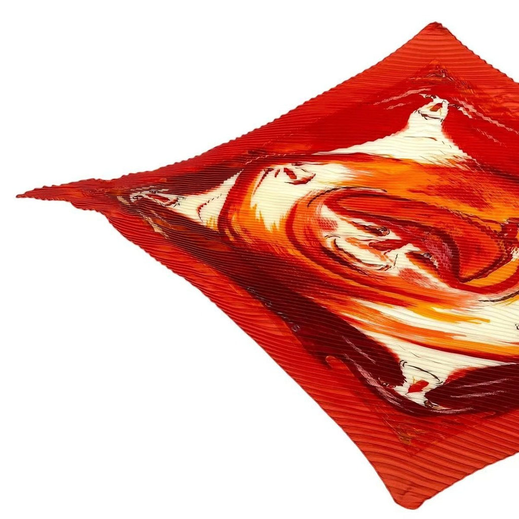 Hermes Pleated Scarf Smiles in Third Millenary Silk Red — view 2