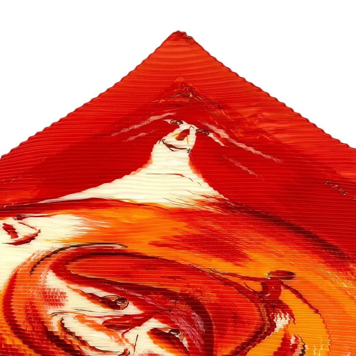 Hermes Pleated Scarf Smiles in Third Millenary Silk Red — view 4