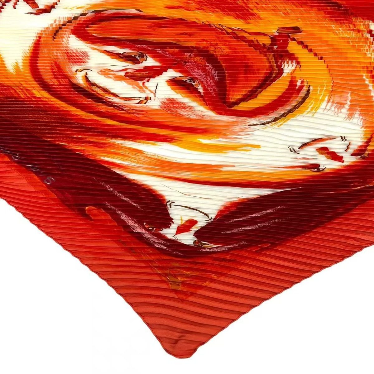 Hermes Pleated Scarf Smiles in Third Millenary Silk Red — view 5