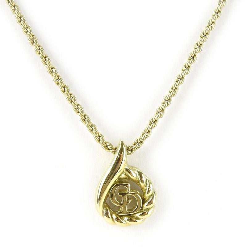 Christian Dior Necklace Metal Gold Plated Accessories CD Logo — view 2