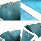 Hermes Tote Garden Party TPM Toile Officier Leather Blue — view 9