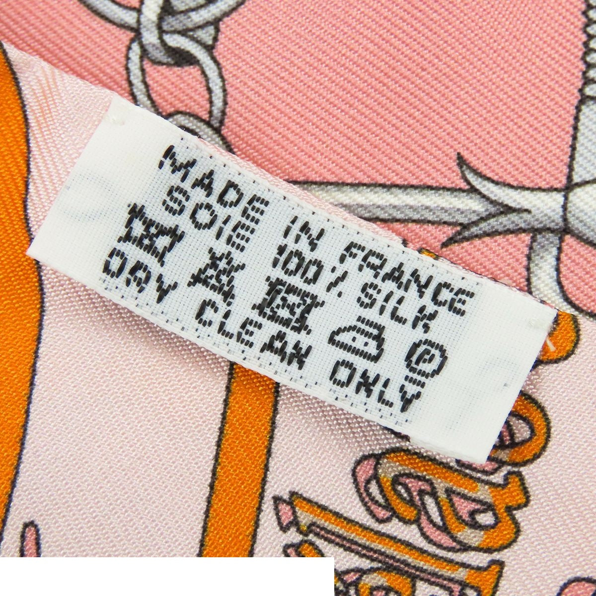 Hermes Twilly Pink Multicolor Silk Caleche Mors Et Bouteilles Bits and Bottle — view 5