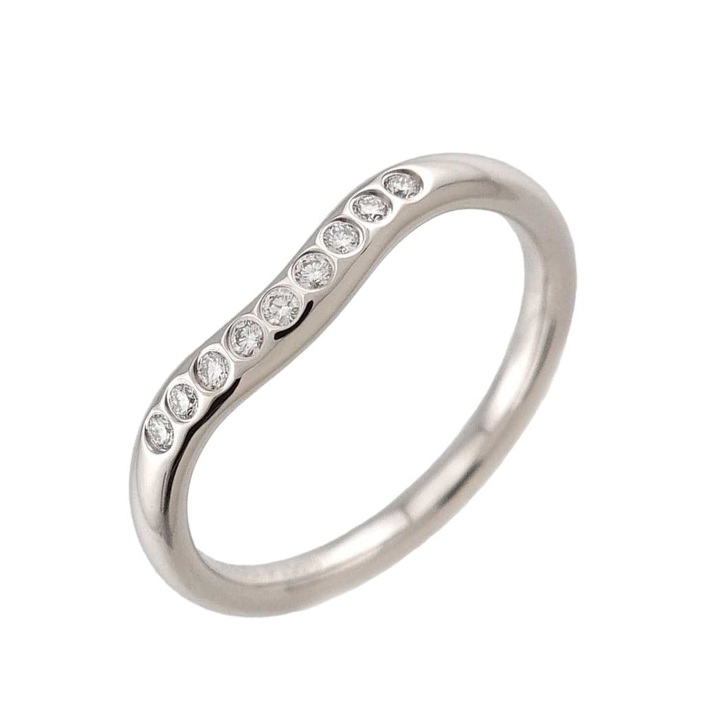 Tiffany & Co Curved Band Ring Diamond Pt Platinum