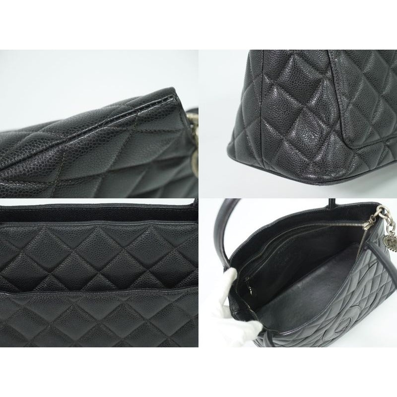 Chanel Revival Tote Handbag Caviar Leather Black Coco — view 7