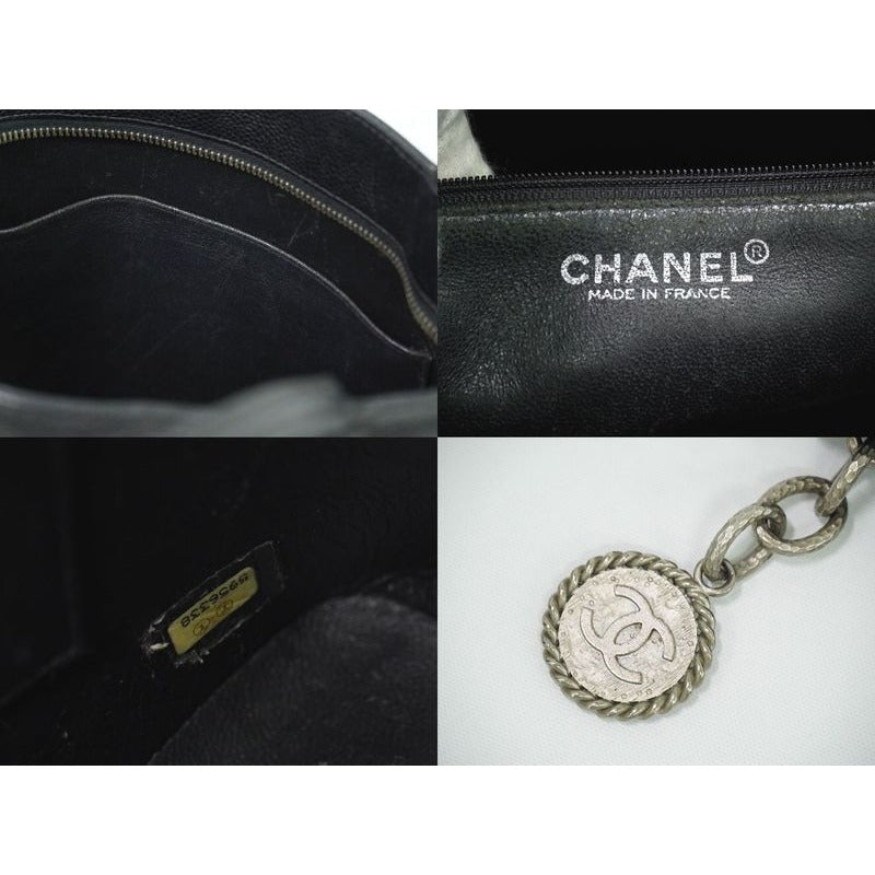 Chanel Revival Tote Handbag Caviar Leather Black Coco — view 9