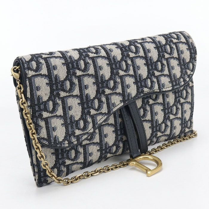 Dior Chain Pouch Small Saddle Wallet Canvas