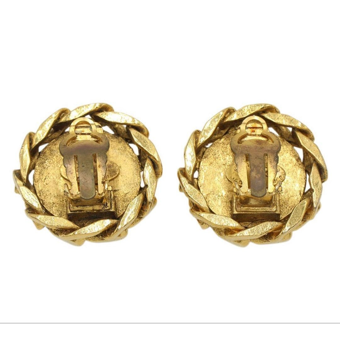 Chanel Rhinestone Round Chain Earrings — view 2