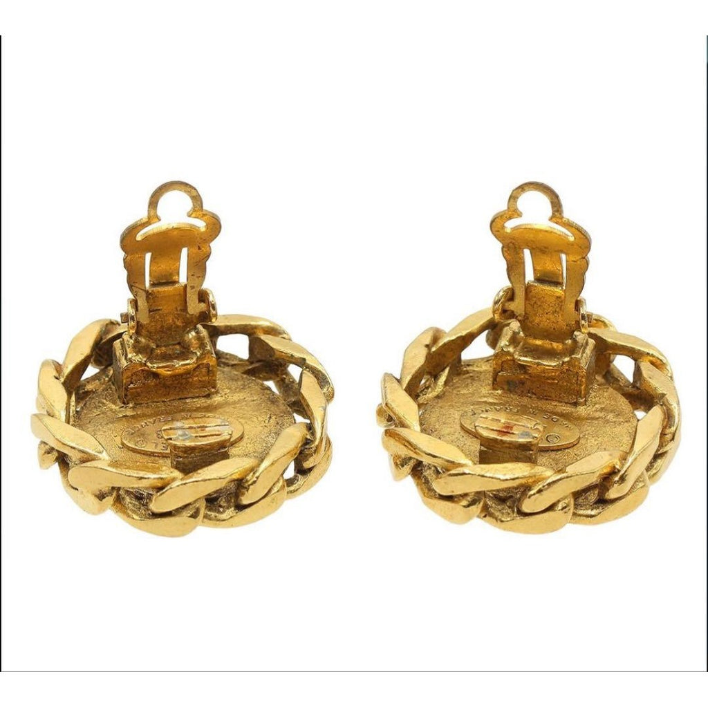 Chanel Rhinestone Round Chain Earrings — view 4