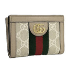 Gucci Bifold Wallet Ophidia GG Compact Supreme Leather Beige Brown