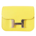 Hermes Constance Slim Verso Silver Hardware Evercolor Coin Case Sun New Blue