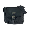 Prada Tessuto Black Silver Nylon Shoulder Bag Pochette
