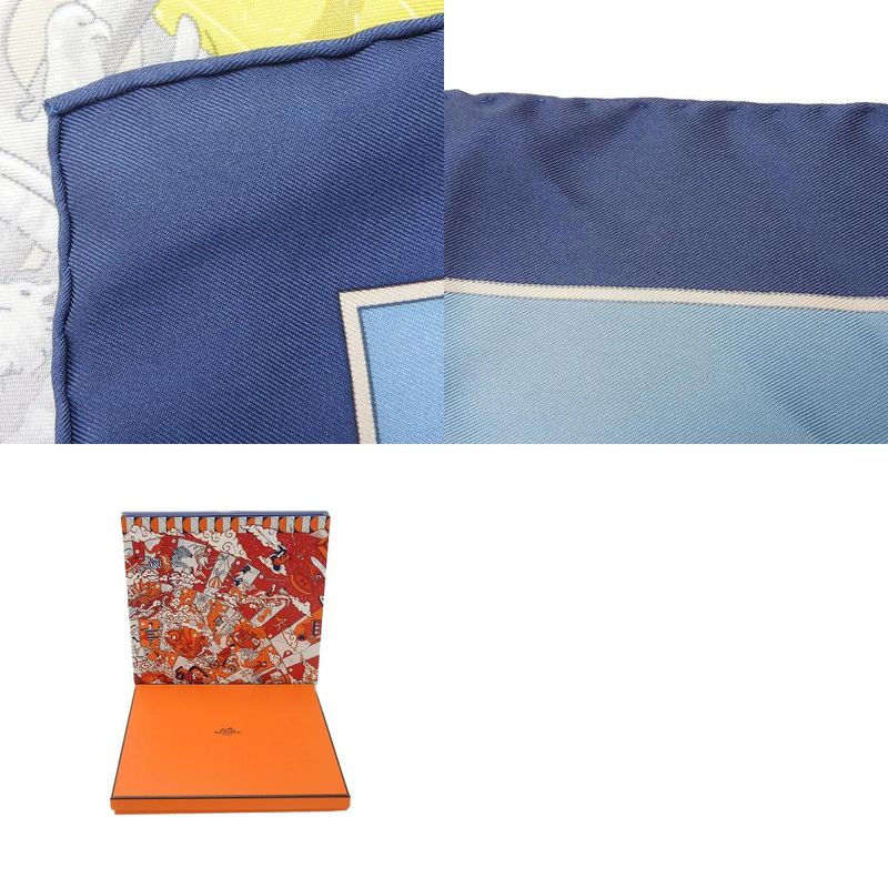 Hermes Scarf Carre 90 Silk Multicolor Ice Blue Yellow LIFT Profile — view 9