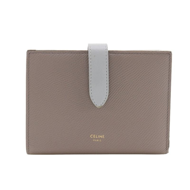 Celine Medium Strap Wallet Leather Gray Bifold