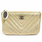 Chanel Quilted Metallic Gold Pouch