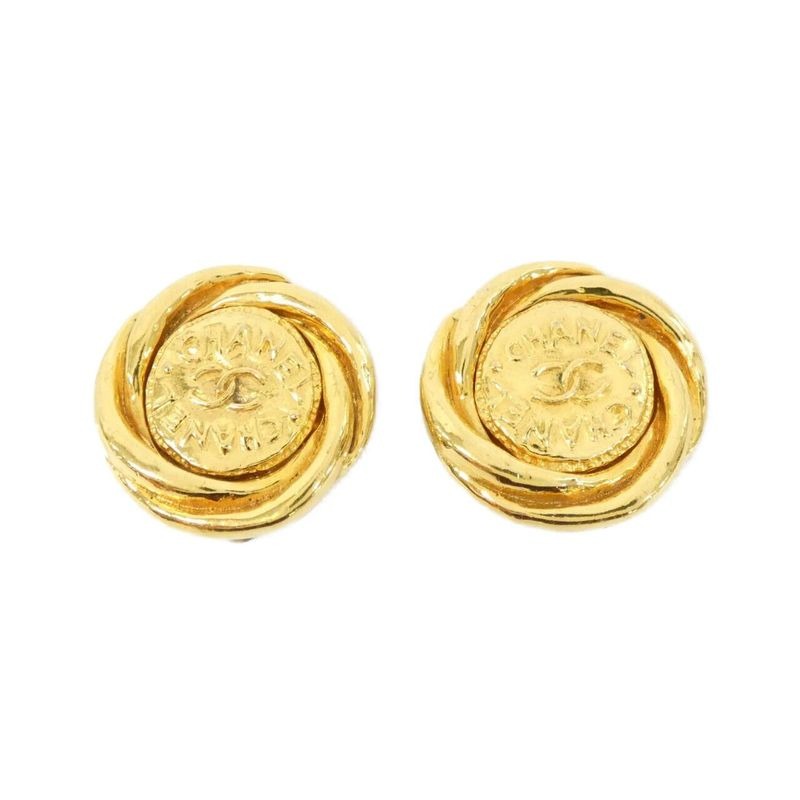 Chanel Signature Gold Tone Twist Earrings