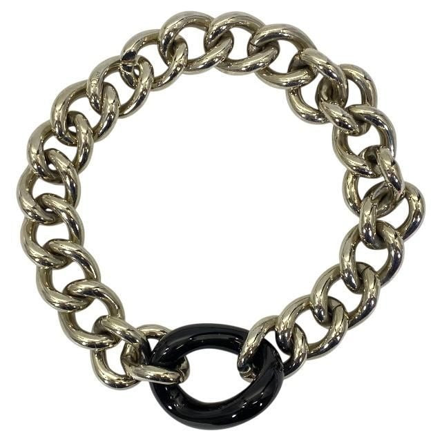 Christian Dior Necklace Chain Choker Accessory Small Metal Silver Black