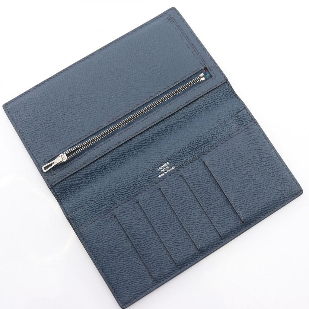 Hermes Bifold Wallet Citizen Twill Long Silk in Blue de Plus Leather Long — view 3
