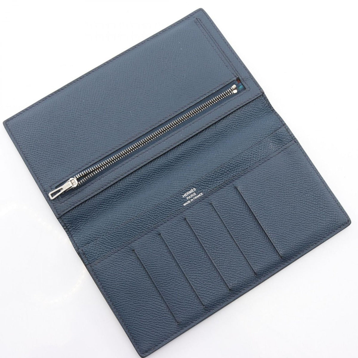 Hermes Bifold Wallet Citizen Twill Long Silk in Blue de Plus Leather Long — view 3