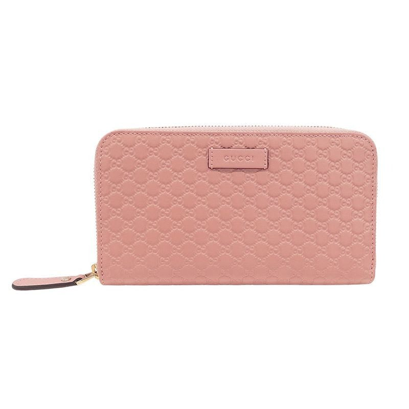 Gucci Wallet Long Microshima Leather Pink Round