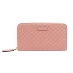 Gucci Wallet Long Microshima Leather Pink Round