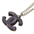 Chanel CC Logo Silver Purple Metal