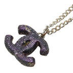Chanel CC Logo Silver Purple Metal
