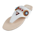 Fendi Thong Sandals 35 Leather White Multicolor Flat Studded Reference Size