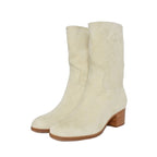 Chanel Long Boots Suede Coco Mark 36 Ivory aa