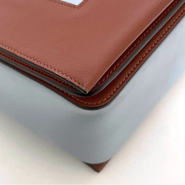 Celine Frame Shoulder Bag Brown Light Blue Leather — view 2