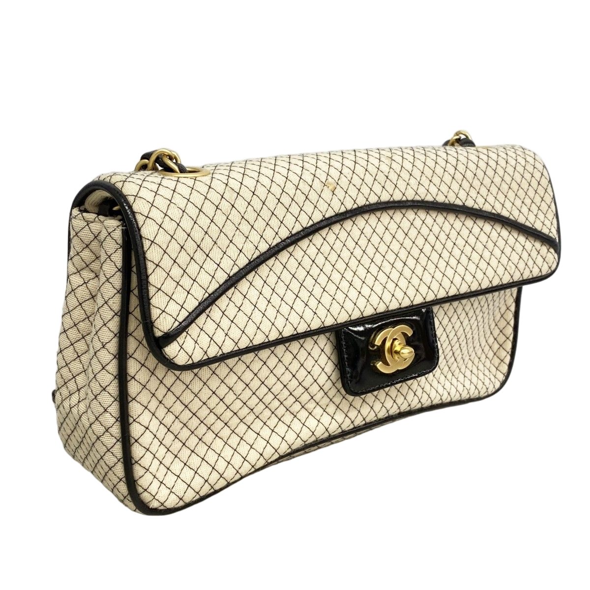 Chanel Shoulder Bag East Waist Cotton Jersey Black Ivory Gold — view 2