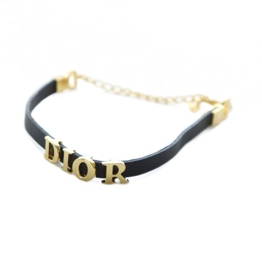 Christian Dior Bracelet Accessories Bangle Leather Logo Engraved Gold Color — view 2