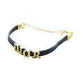 Christian Dior Bracelet Accessories Bangle Leather Logo Engraved Gold Color