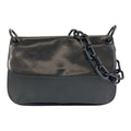 Prada Logo Embossed Black Leather Plastic Chain Shoulder Bag