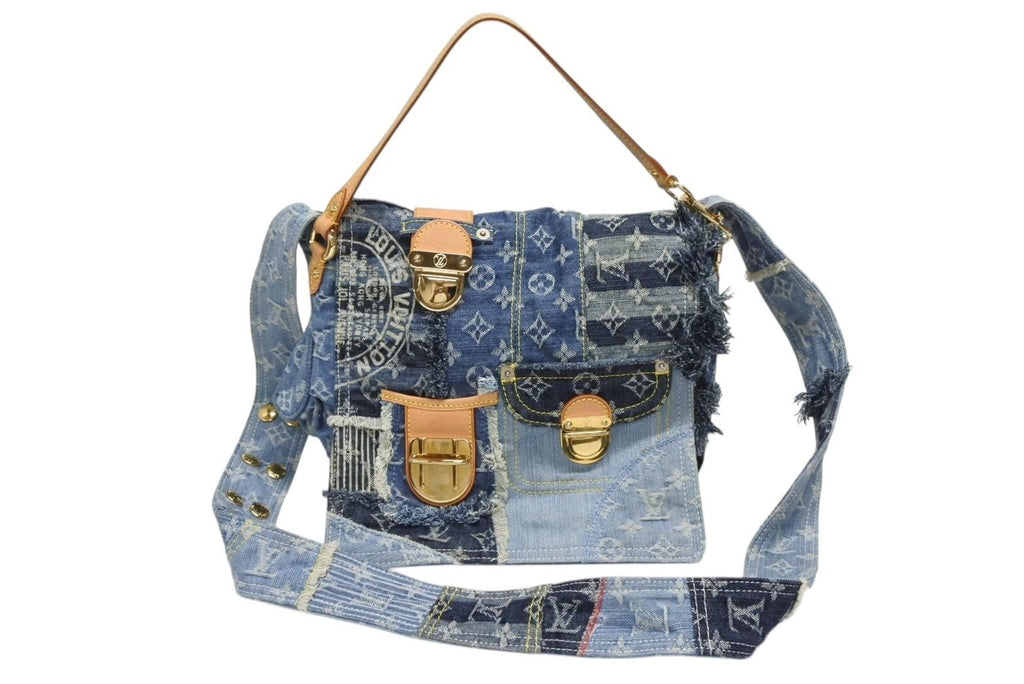 Louis Vuitton Patchwork Posty Messenger Bag Monogram Denim Blue