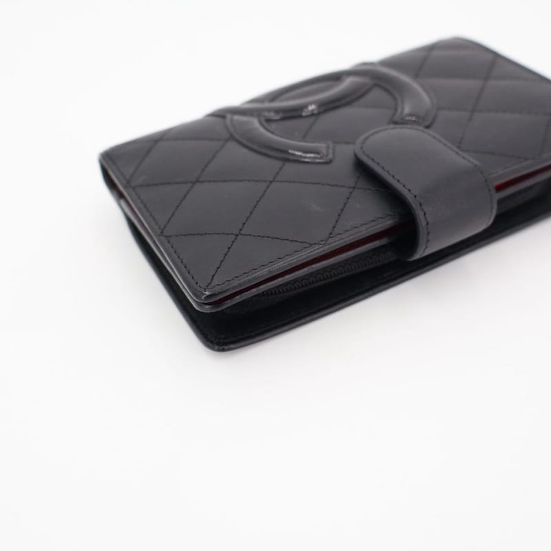 Chanel Coco Cambon Leather Bifold Wallet Black — view 3