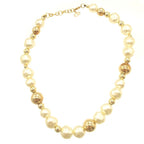 Christian Dior Vintage Faux Pearl Metal Gold Choker Necklace 0090