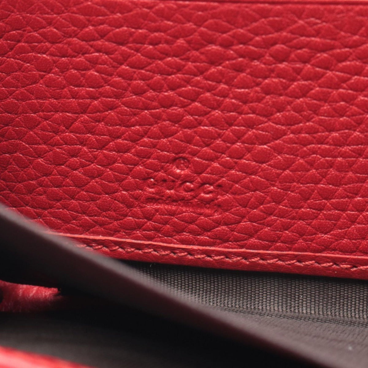 Gucci Round Wallet Bamboo Red Leather Bambu — view 4