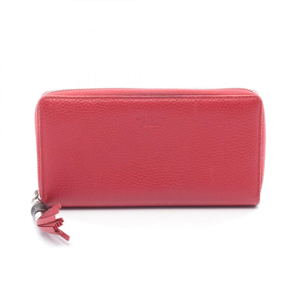 Gucci Round Wallet Bamboo Red Leather Bambu