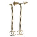Chanel Chain Earrings CC Logo Gold