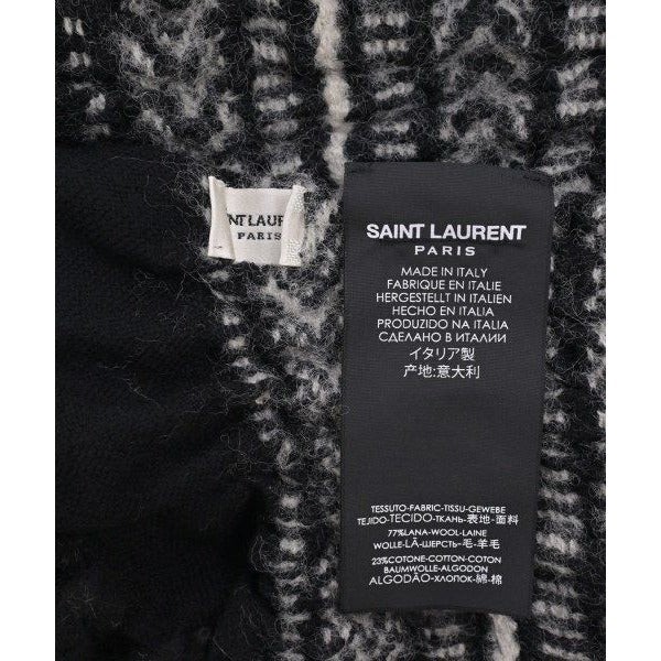 Saint Laurent Paris Shawl Wool Cotton Black X Gray — view 4